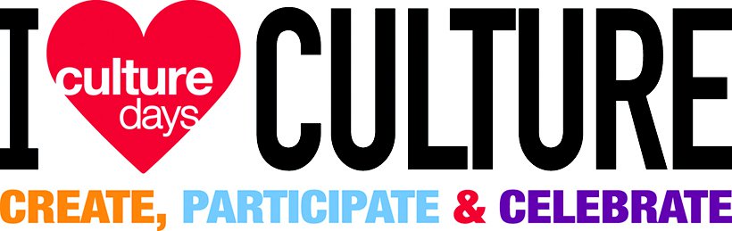 A banner that Reads I Heart Culture, with the heart containing reference to Culture Days in white text.