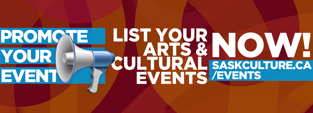 A promotional banner for the SaskCulture Events calendar.