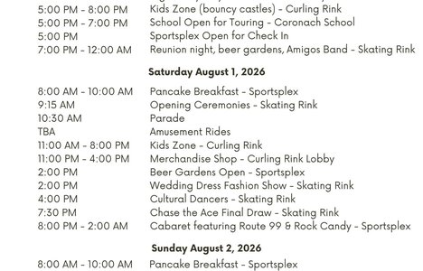 Poster with the schedule for events.