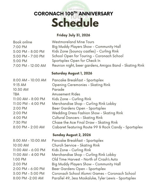 Poster with the schedule for events.