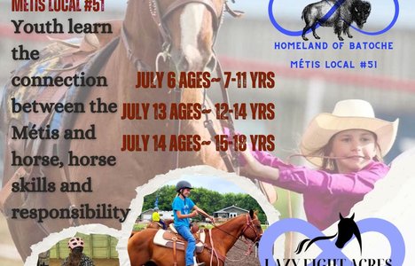 Poster for the event with photos of children riding horses.