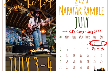 Poster for event with a photo of a musician performing on a stage.