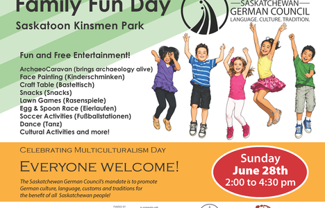 Poster for the event with a photo of kids jumping.
