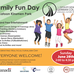 Poster for the event with a photo of kids jumping.