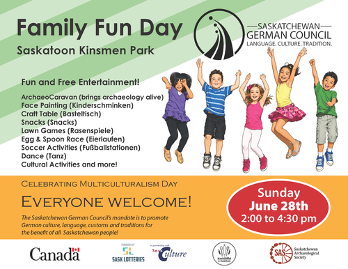 Poster for the event with a photo of kids jumping.