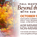 Poster for the event with an image of an expressionistic landscape painting of a path through an autumnal forest.
