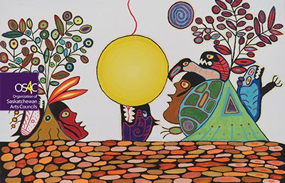 Dave Pelletier, Pebbles, acrylic on canvas, 24 x 36", 2023, Collection of Moose Jaw Museum & Art Gallery