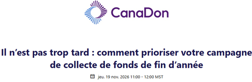 Details of Il n’est pas trop tard : comment prioriser votre campagne de collecte de fonds de fin d’année