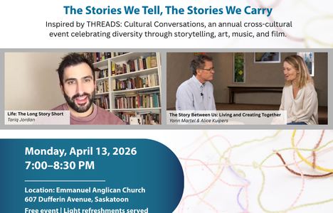 Poster for the event with pictures of people together.