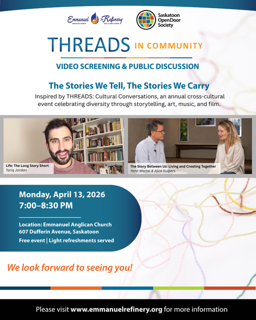 Poster for the event with pictures of people together.