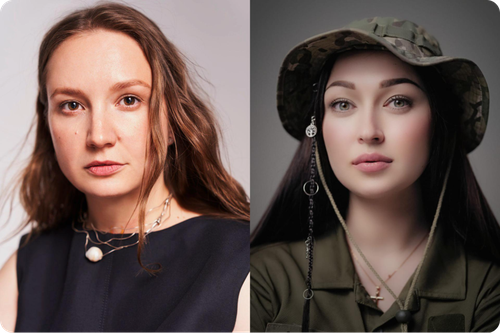 Headshots of speakers: Kateryna Pryimak (left) and Yuliia Kirillova (right)