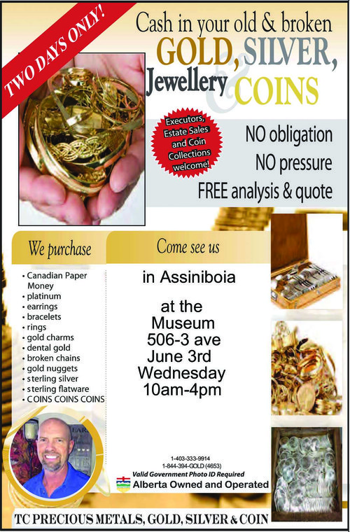 Poster for the event with photos of gold and silver coins and artifacts.