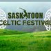 Poster for Saskatoon Celtic Festival with hills and the logo.