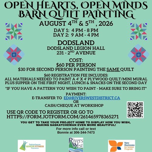 Poster for the event with photos of quilt patterns.