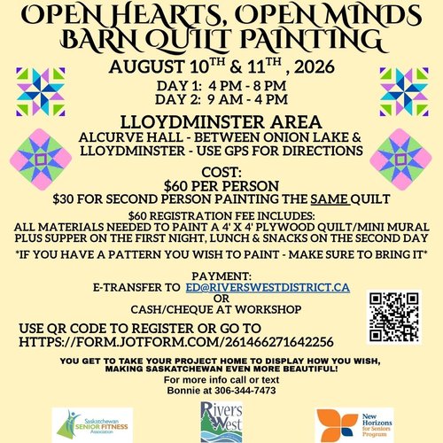 Poster for the event with photos of quilt patterns.