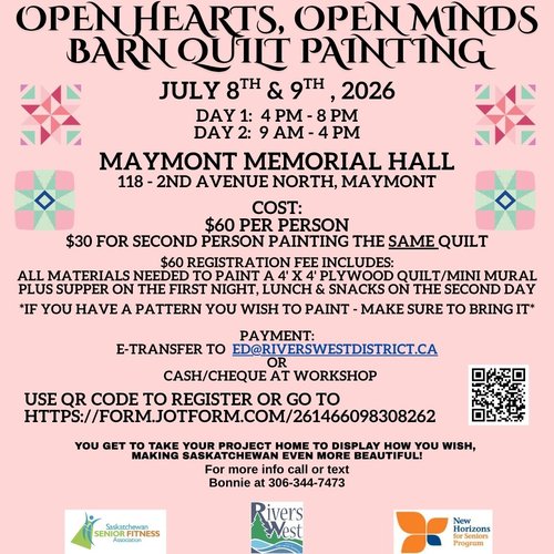 Poster for the event with photos of quilt patterns.