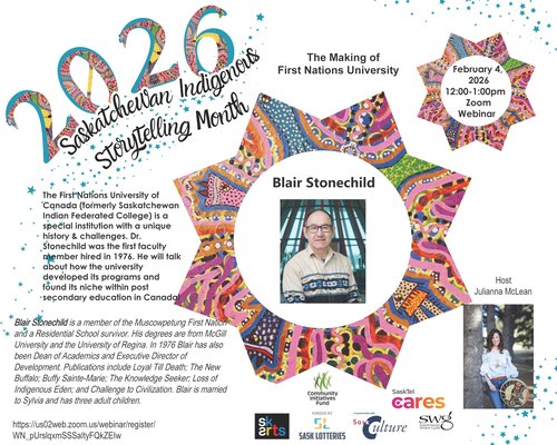 Poster of event with a photo of Blair Stonechild