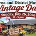 Photo for event with a photo of the museum, a vintage tractor and train car.