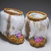 Marcy Friesen, Children's Mukluks, cow hide, seed beads, rabbit fur, sherpa liner, 2020, 15.20 x 8.90 x 14.00 cm each. Photographed by Don Hall