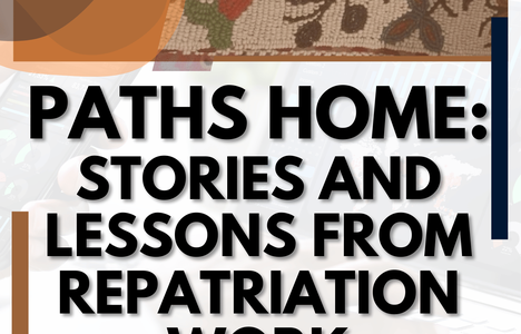 Poster for event with image of a beaded art piece.