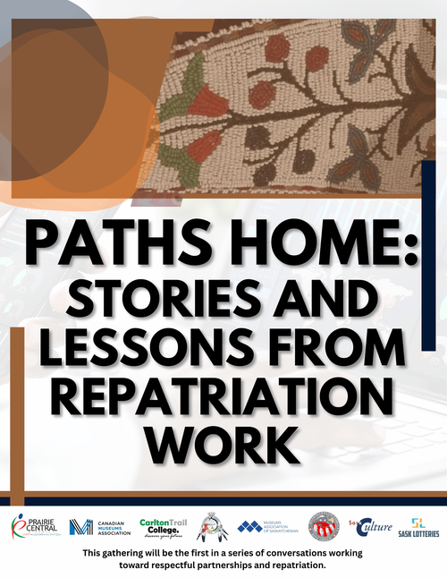 Poster for event with image of a beaded art piece.