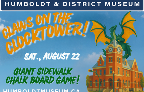 Poster for the event with a graphic is a dragon on top of a building.