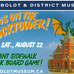 Poster for the event with a graphic is a dragon on top of a building.