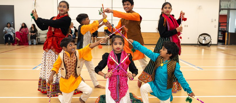 Young dancers in colourful costumes