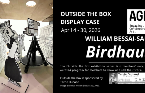 Poster for event with a photo of some of the art sculptures.