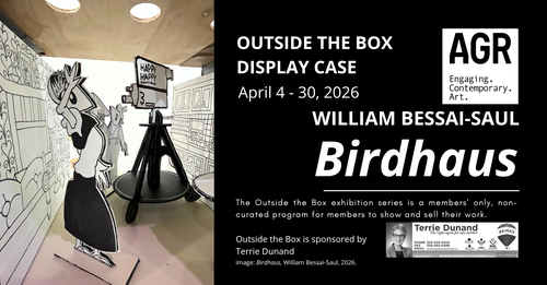 Poster for event with a photo of some of the art sculptures.