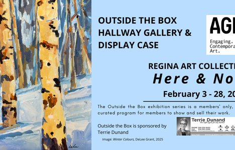 A vertical landscape painting in an impressionistic style shows Birch trees in sunlight in the snow.