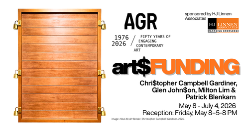 Poster for the event with a picture of a large, wall-mounted wooden case is held closed with 6 padlocks.