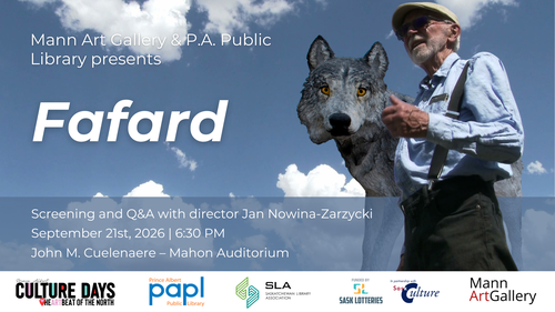 An image with the details Fafard: Screening and Q&A. a screening the documentary film by Jan Nowina-Zarzycki. Following will be a discussion and Q & A with director Nowina-Zarzycki and filmmaker Mark Wihak. September 21st, 2026 | 6:30 PM
