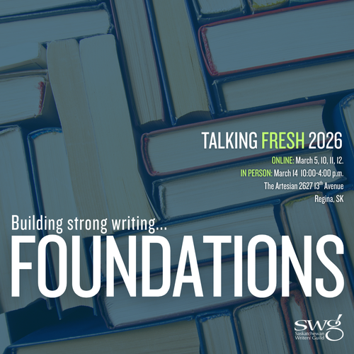 The title Talking Fresh 2026 Foundations in white and green on a background of book edges.