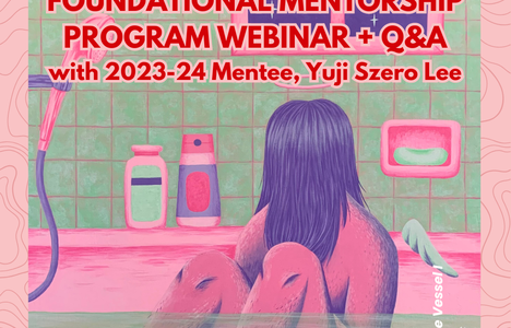 Poster for event with a image created by the artist.