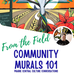 Poster for event with a headshot of the artist and a photo of a painted floral mural.
