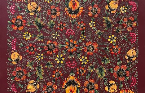 Autumn Serenade - a sample of Petrykivka artwork by artist Dawna Hawrysh.