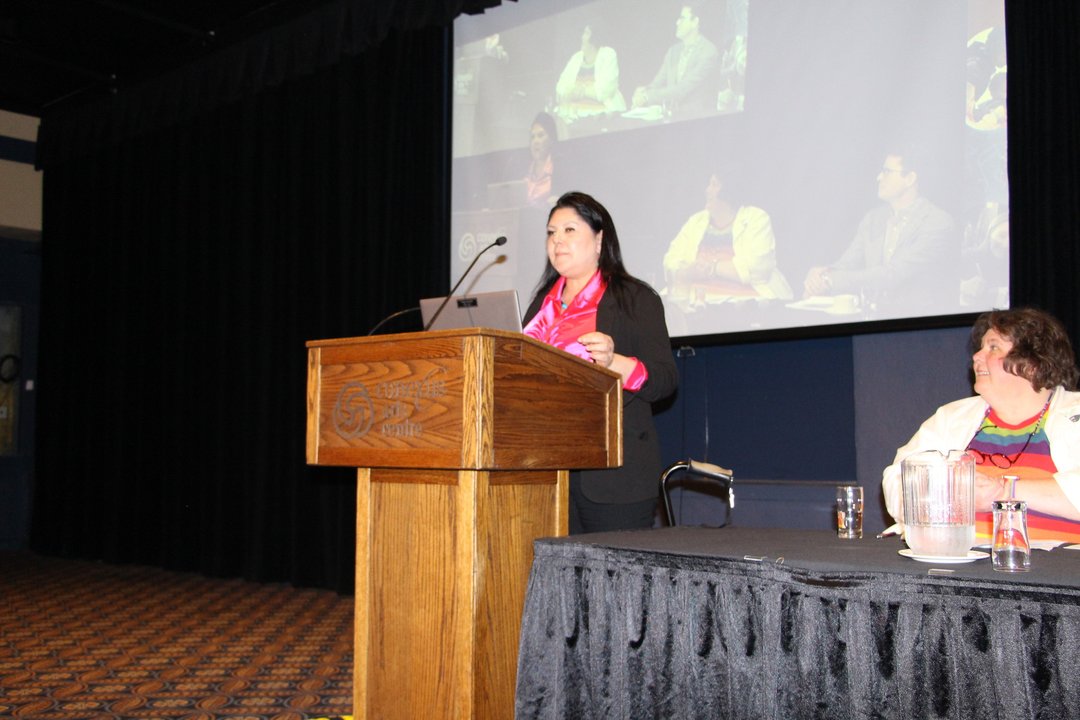 A photo of Board candidate Sekwun Ahenakew at the AGM.