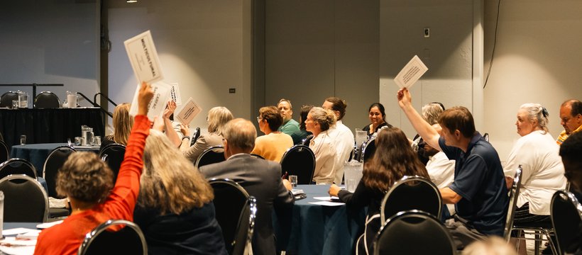 Members voting at the 2025 AGM
