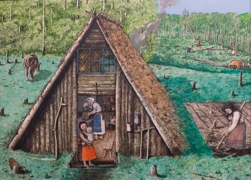 Painting by: William Kurelek, A Boorday — The First House