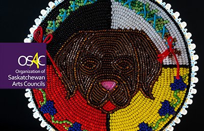 Jasmine McKenzie-Grondin, Atim Maskikhiy Medallion, Beads, thread, moose hide.