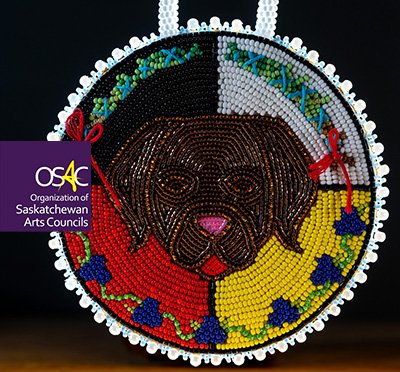 Jasmine McKenzie-Grondin, Atim Maskikhiy Medallion, Beads, thread, moose hide.