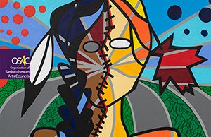 She Wears The Scars Of Your Canada - Reconciliation, (named by Rosanna Deerchild), John Brady McDonald, Acrylic on canvas, 40"x30", 2019.