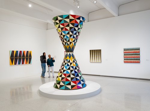 Photo of a art gallery with works from Dyani White Hawk