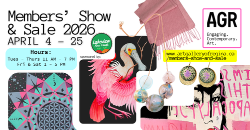 Poster for event with pictures of art pieces that will be on sale.