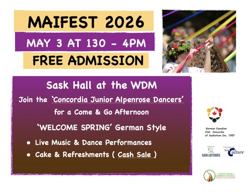 Poster for event with a image of people dancing around a Maypole