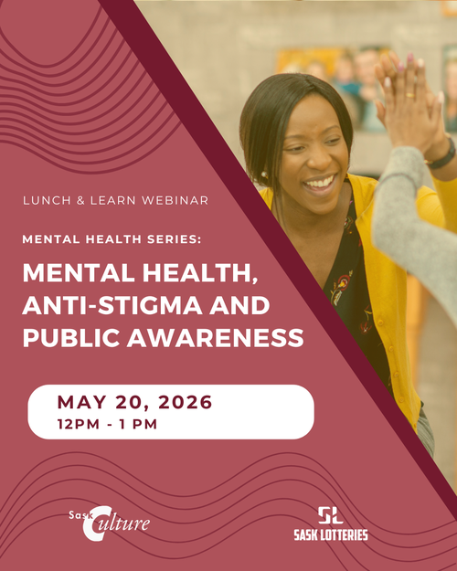 Poster for event with a lady smiling and high-fiving someone.