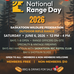 Poster for the National Range day event at the saskatoon wildlife federation outdoor range from 12-4pm June 6th