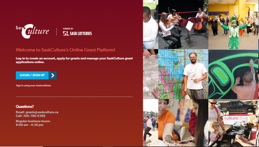 Screenshot of the login page for the Online Grant Platform.