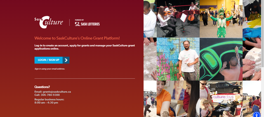 Screenshot of the login page for the Online Grant Platform.
